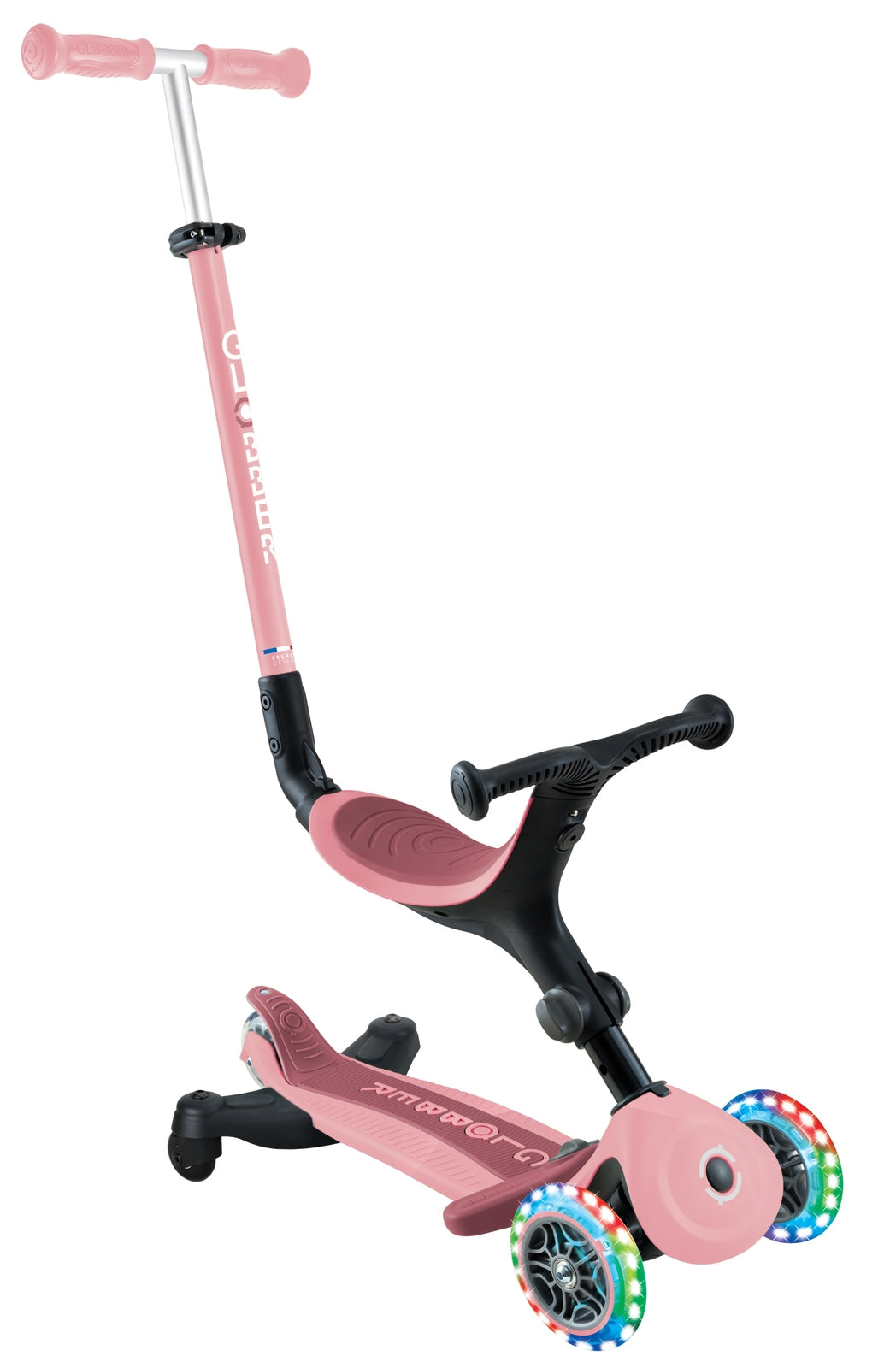 Globber Go Up Active Lights 360 Convertible Scooter - Pastel Pink