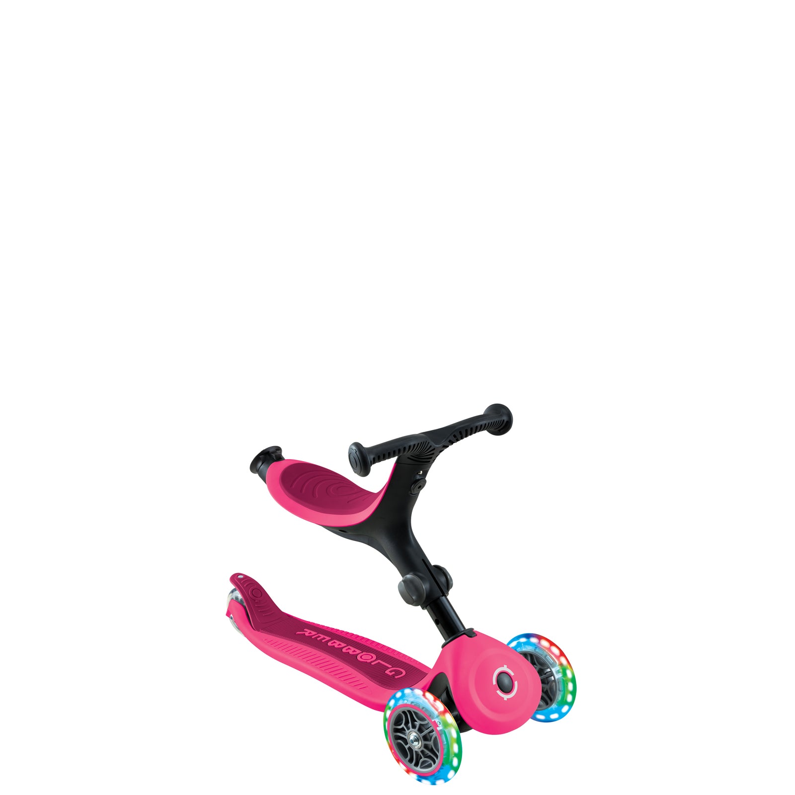 Globber Go Up Active Lights Convertible Scooter - Fuchsia