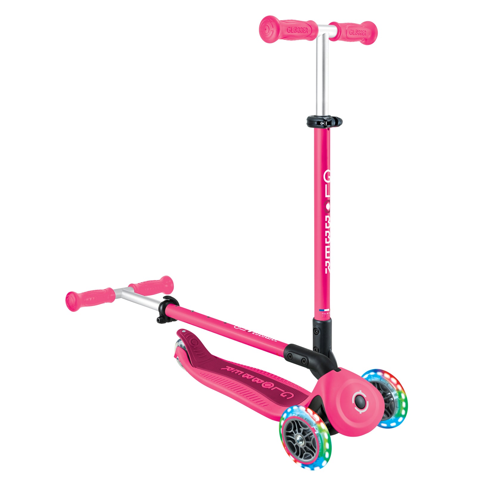 Globber Go Up Active Lights Convertible Scooter - Fuchsia