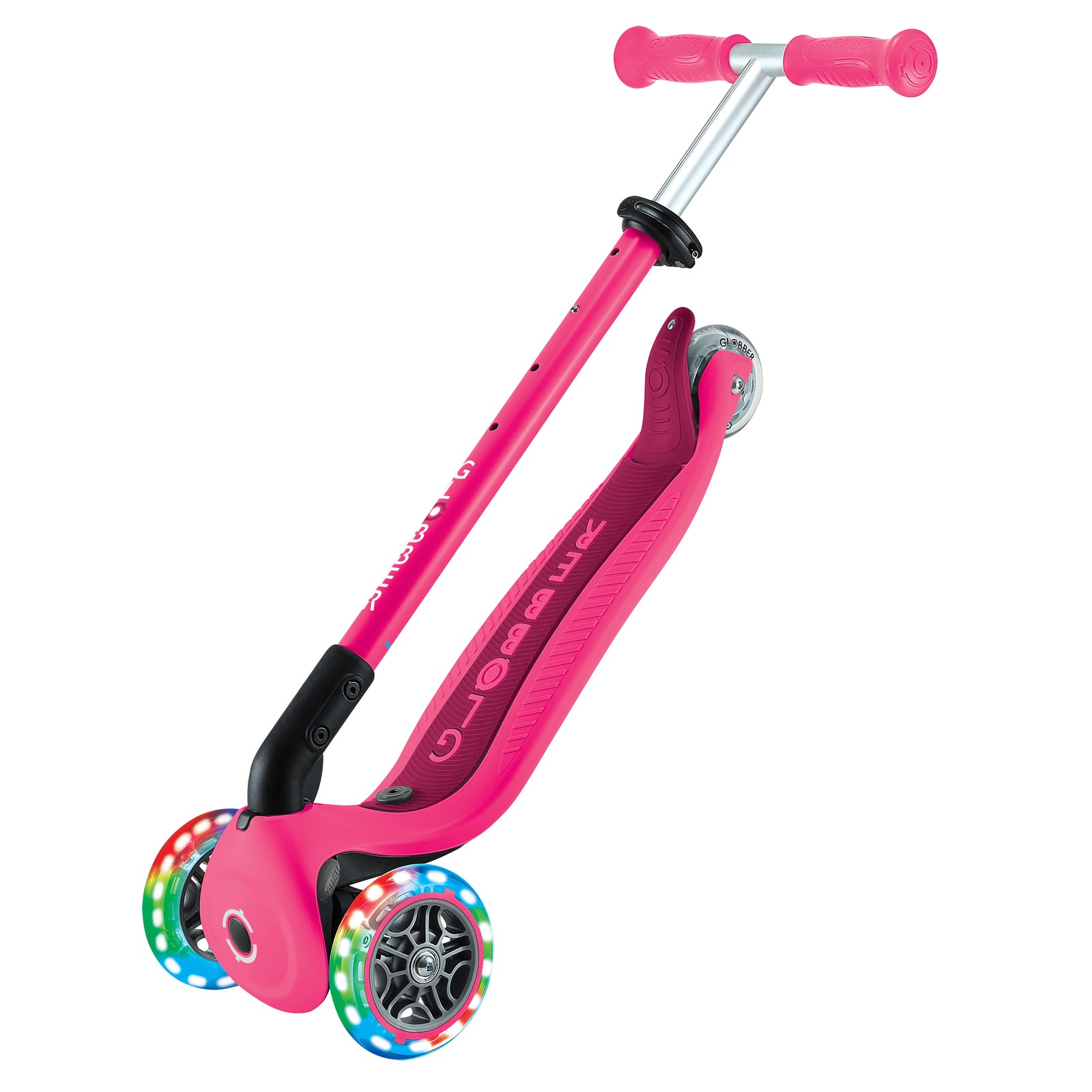 Globber Go Up Active Lights Convertible Scooter - Fuchsia