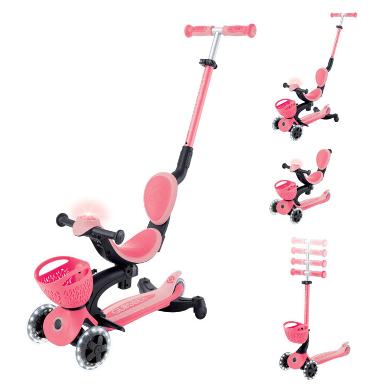Globber Go Up Baby Lights 360 - Coral Pink