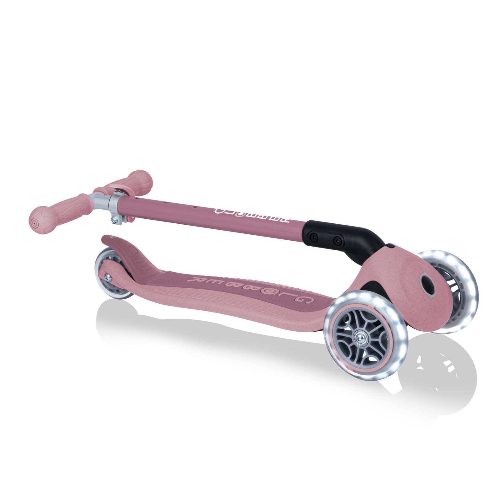 Globber Ecologic Primo Foldable Lights 3 Wheel Scooter LED Wheels - Berry