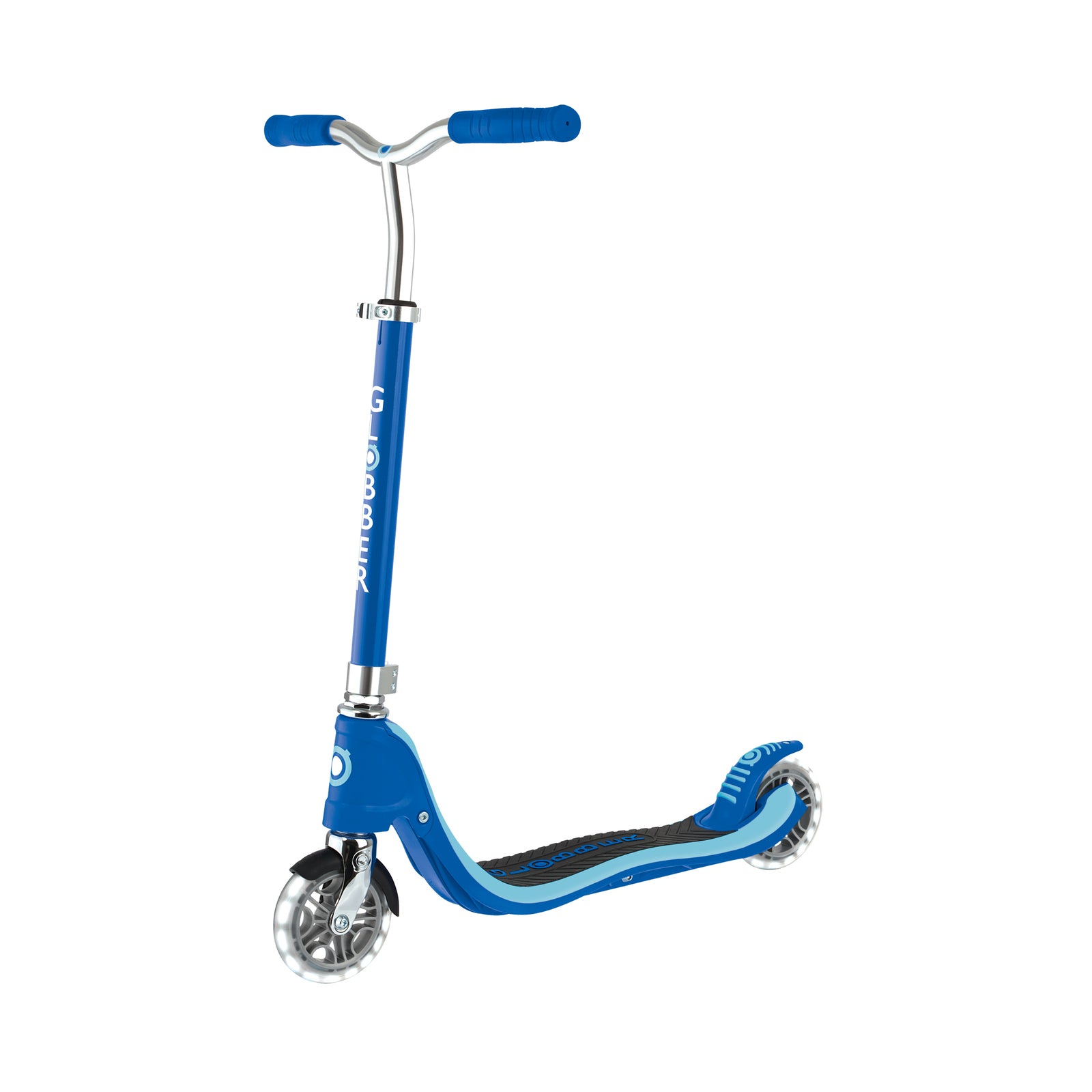 Globber Flow 125 Lights 2 Wheel Scooter - LED Flashing Wheels - Navy Blue