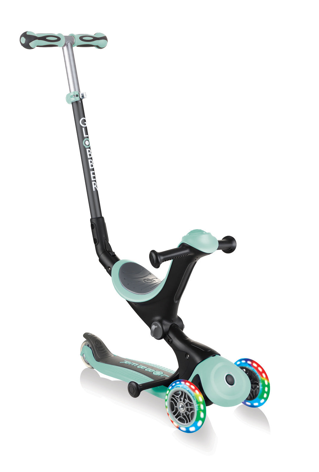 Globber Go Up Deluxe Lights Convertible Scooter - Mint