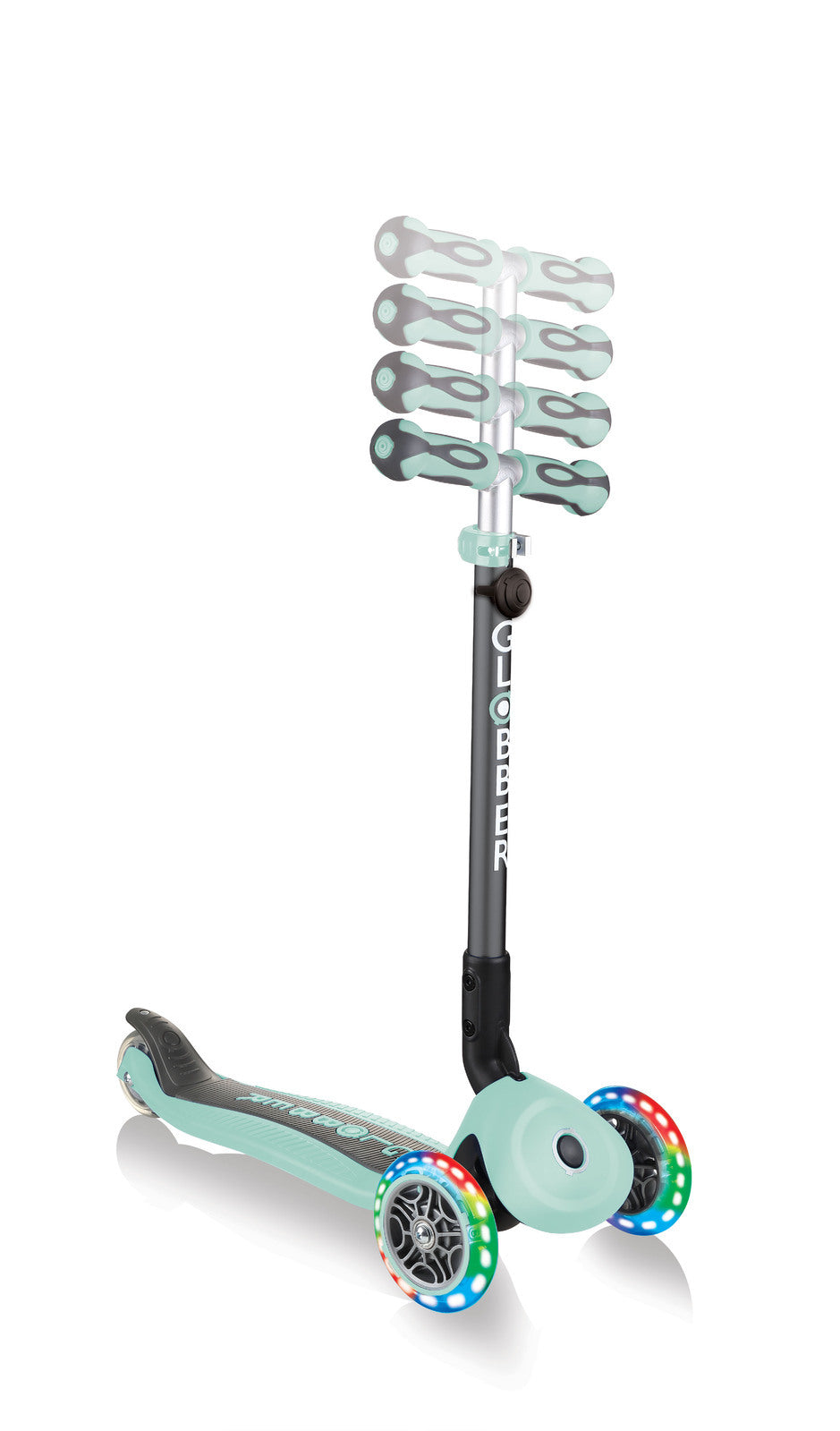 Globber Go Up Deluxe Lights Convertible Scooter - Mint