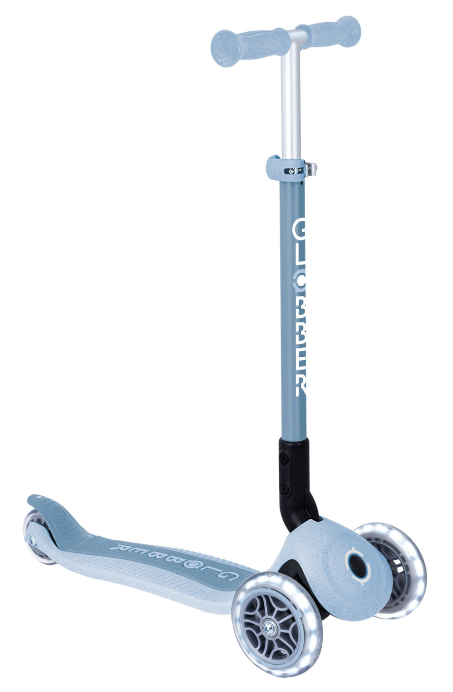 Globber Ecologic Primo Foldable Lights 3 Wheel Scooter LED Wheels - Blueberry