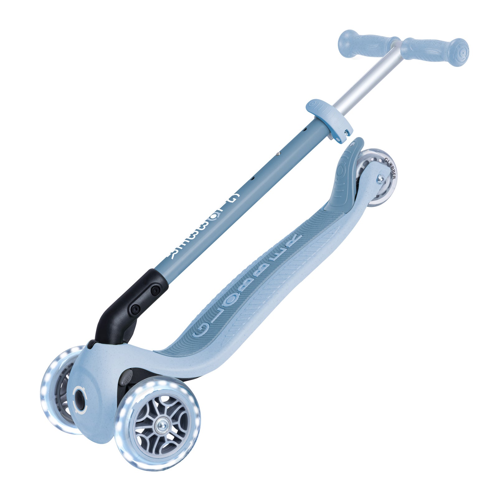 Globber Ecologic Primo Foldable Lights 3 Wheel Scooter LED Wheels - Blueberry