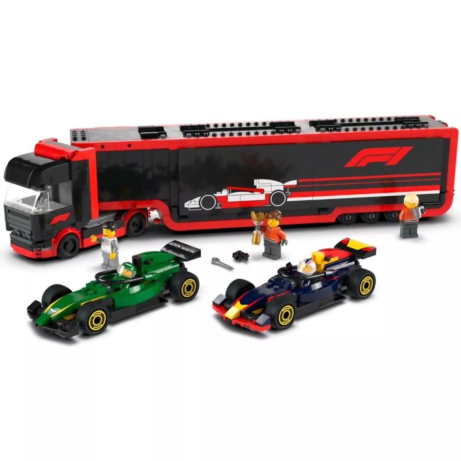 LEGO City F1 Truck with RB20 & AMR24 F1 Cars 60445