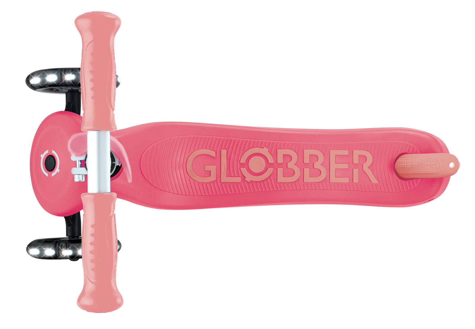 Globber Primo Plus Glow Lights 3 Wheel Scooter - LED Flashing Wheels - Coral Pink