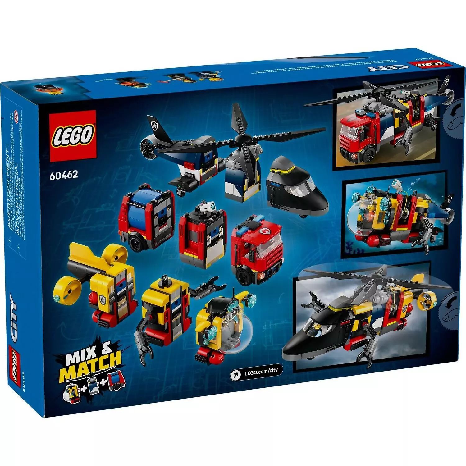LEGO City Helicopter, Fire Truck & Submarine Remix 60462