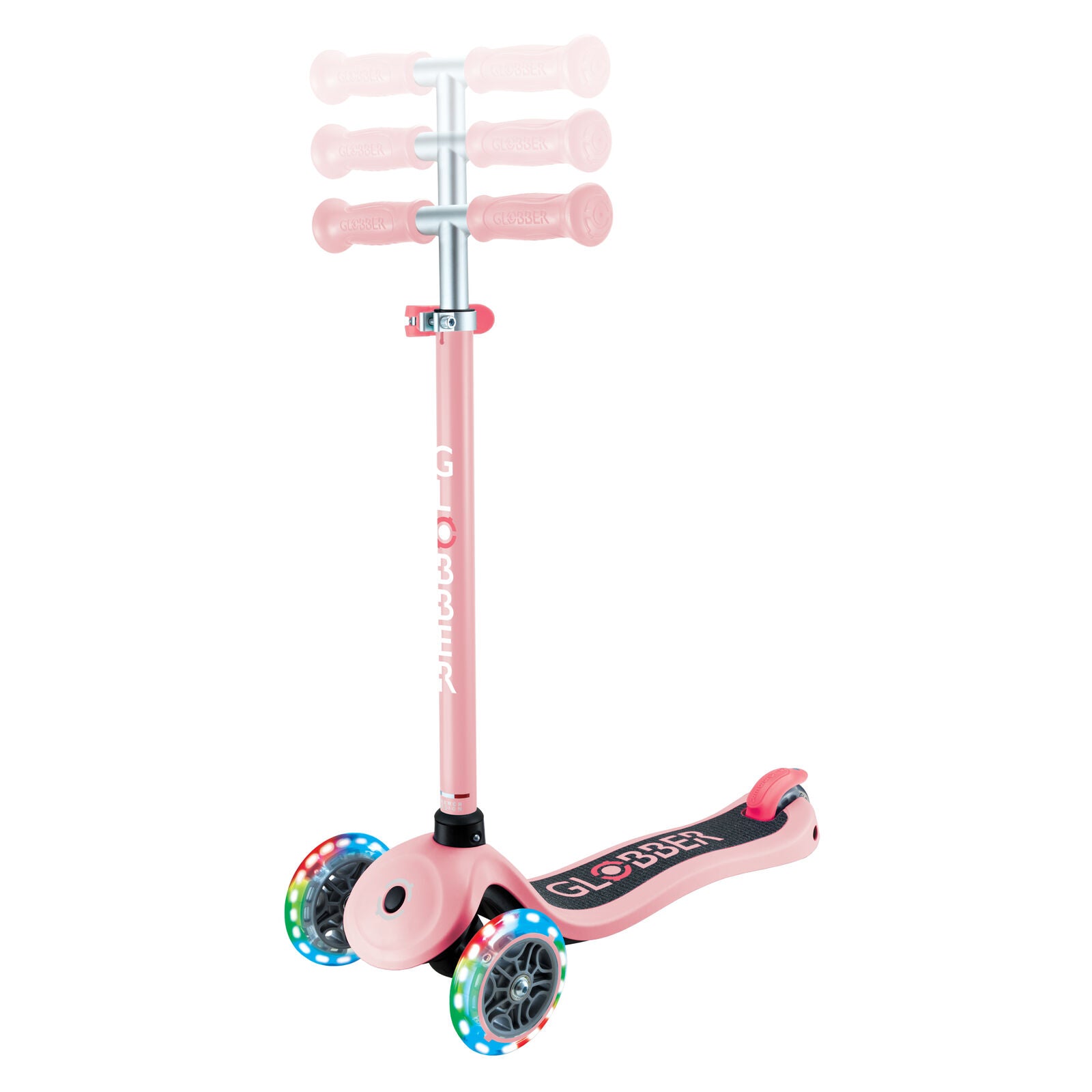 Globber Primo Lights V2 3 Wheel Scooter - LED Flashing Wheels - Pastel Pink