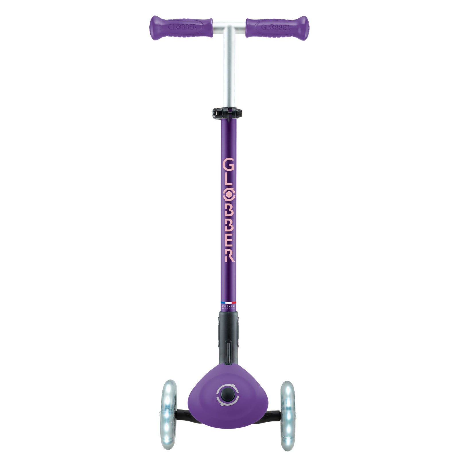 Globber Primo Foldable Plus Lights 3 Wheel Scooter LED Wheels V2 - Purple