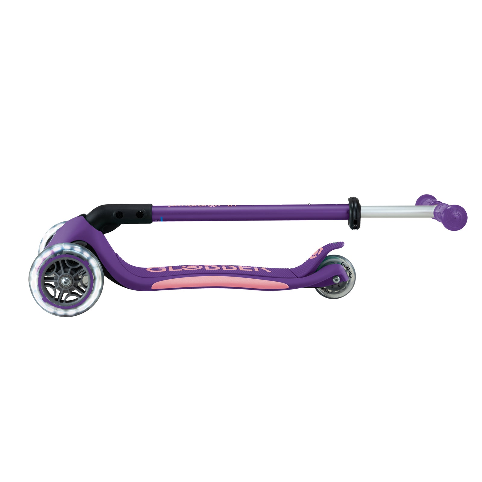 Globber Primo Foldable Plus Lights 3 Wheel Scooter LED Wheels V2 - Purple