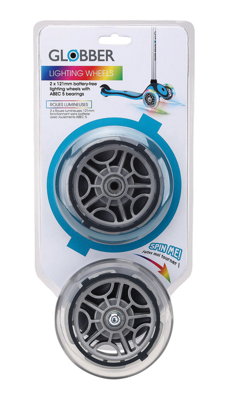 Globber Light Up LED Front Wheels - Multicolour Lighting 121mm 2 Pack