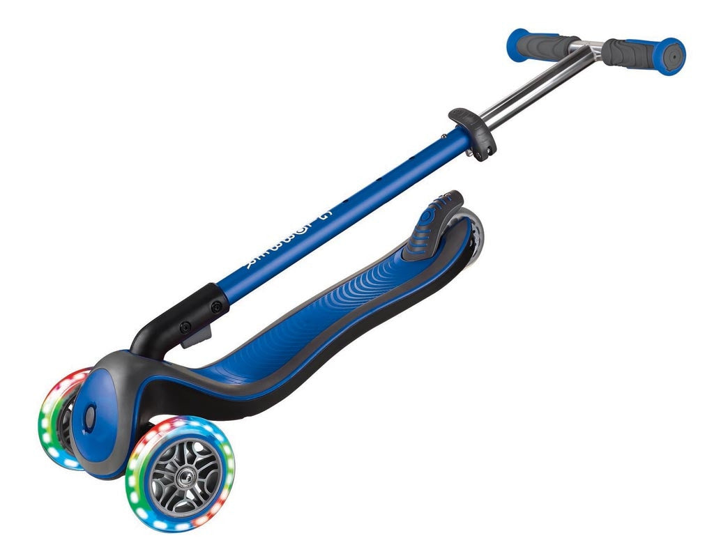Globber Elite Deluxe Lights Foldable Scooter - Navy Blue - DAMAGED BOX