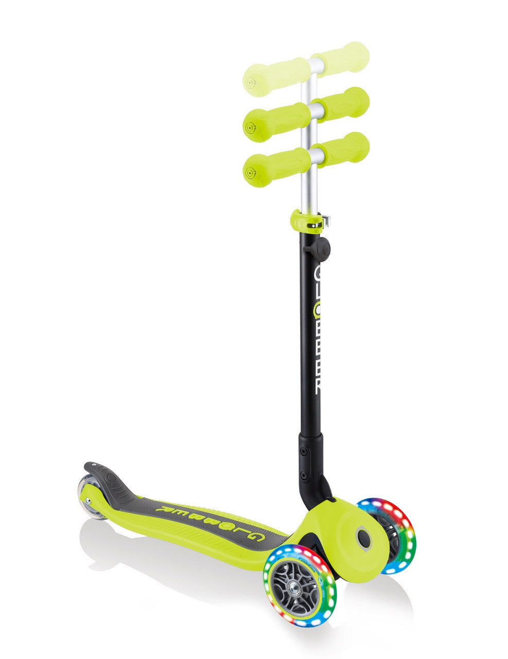 Globber Go Up Foldable Plus Lights Convertible Scooter - Lime Green