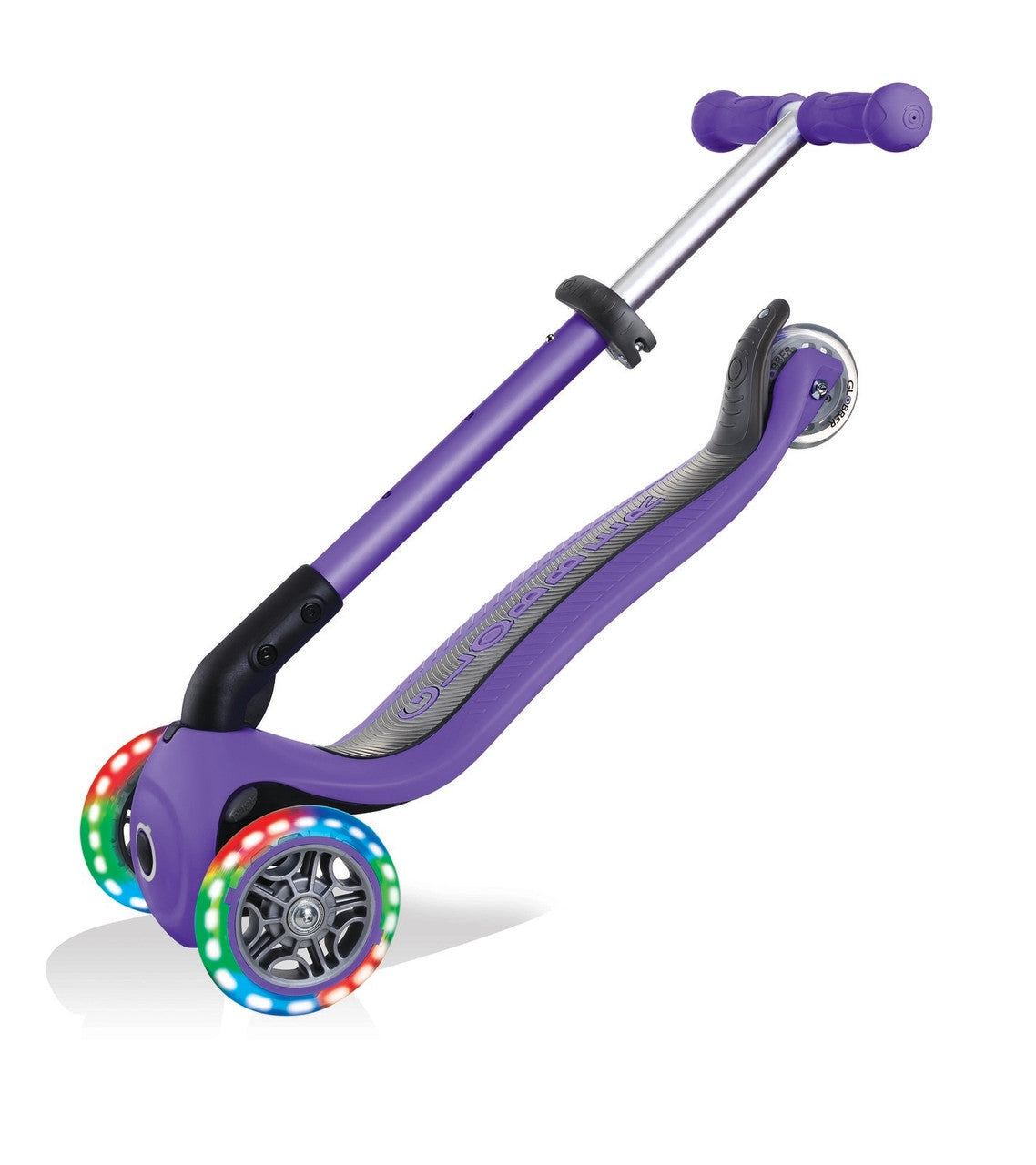 Globber Junior Foldable Lights 3 Wheel Scooter LED Wheels - Violet