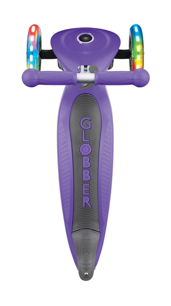 Globber Junior Foldable Lights 3 Wheel Scooter LED Wheels - Violet
