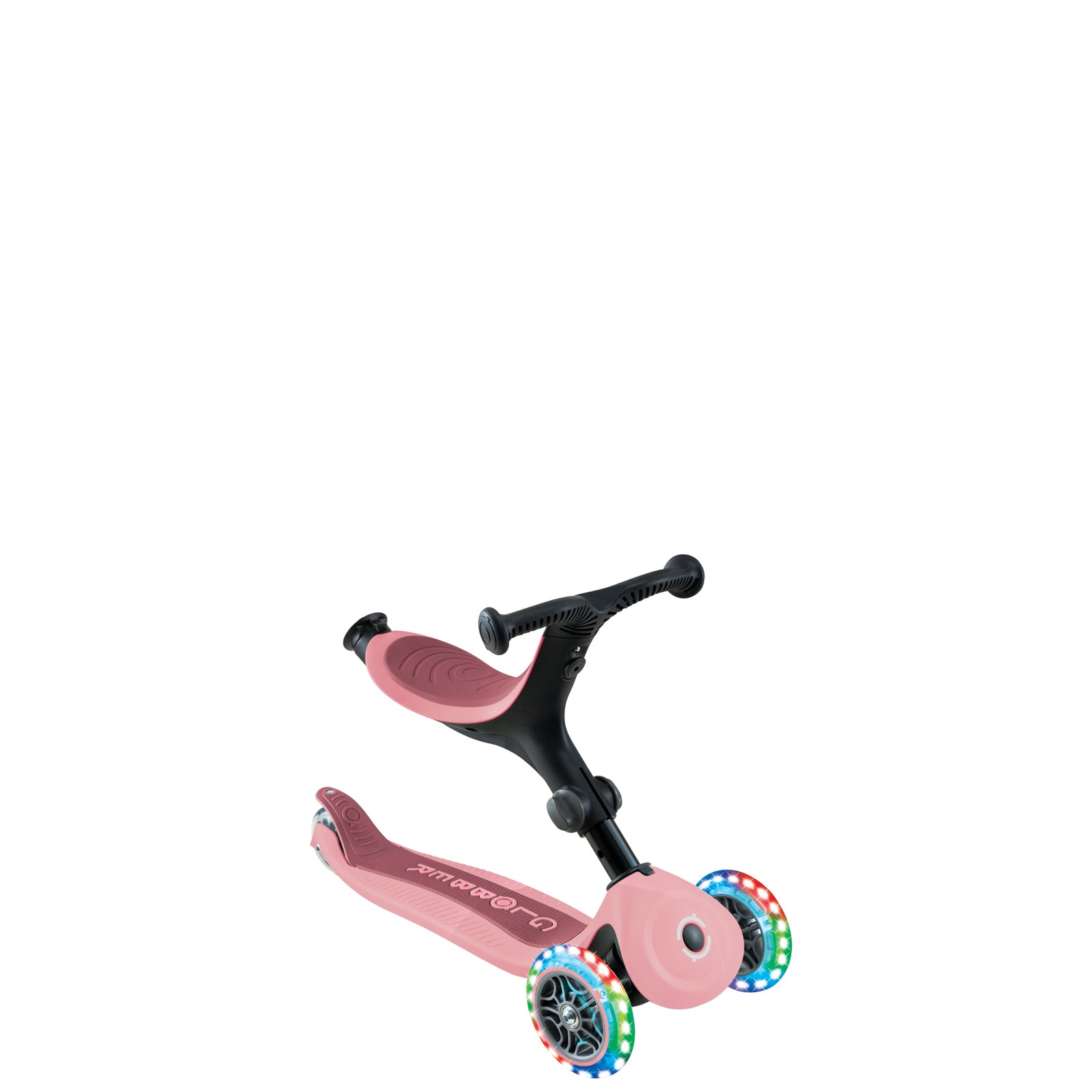 Globber Go Up Active Lights 360 Convertible Scooter - Pastel Pink