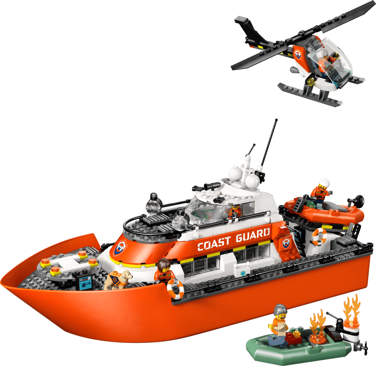Coast Guard Rescue Boat & Helicopter