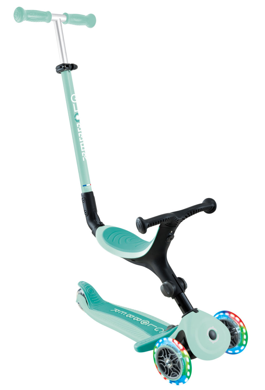 Globber Go Up Active Lights Convertible Scooter - Mint