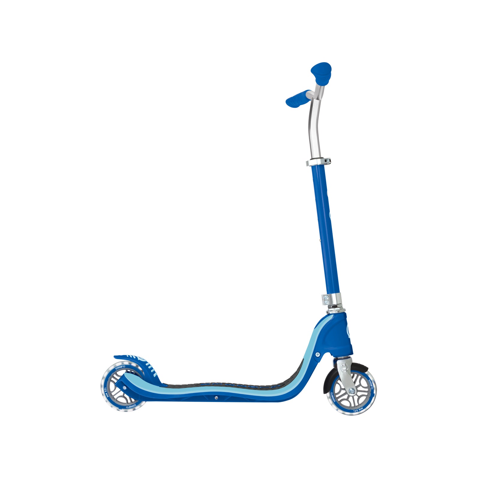 Globber Flow 125 Lights 2 Wheel Scooter - LED Flashing Wheels - Navy Blue