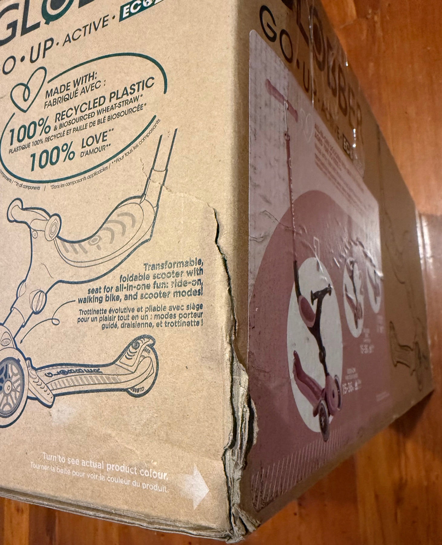 Globber Go Up Active Ecologic Scooter - Berry - DAMAGED BOX