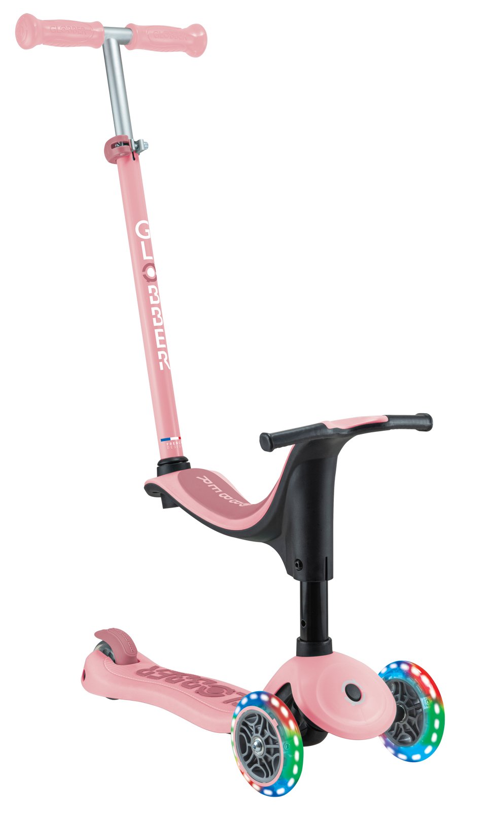 Globber GO UP Sporty Lights Scooter V2 - Pastel Pink