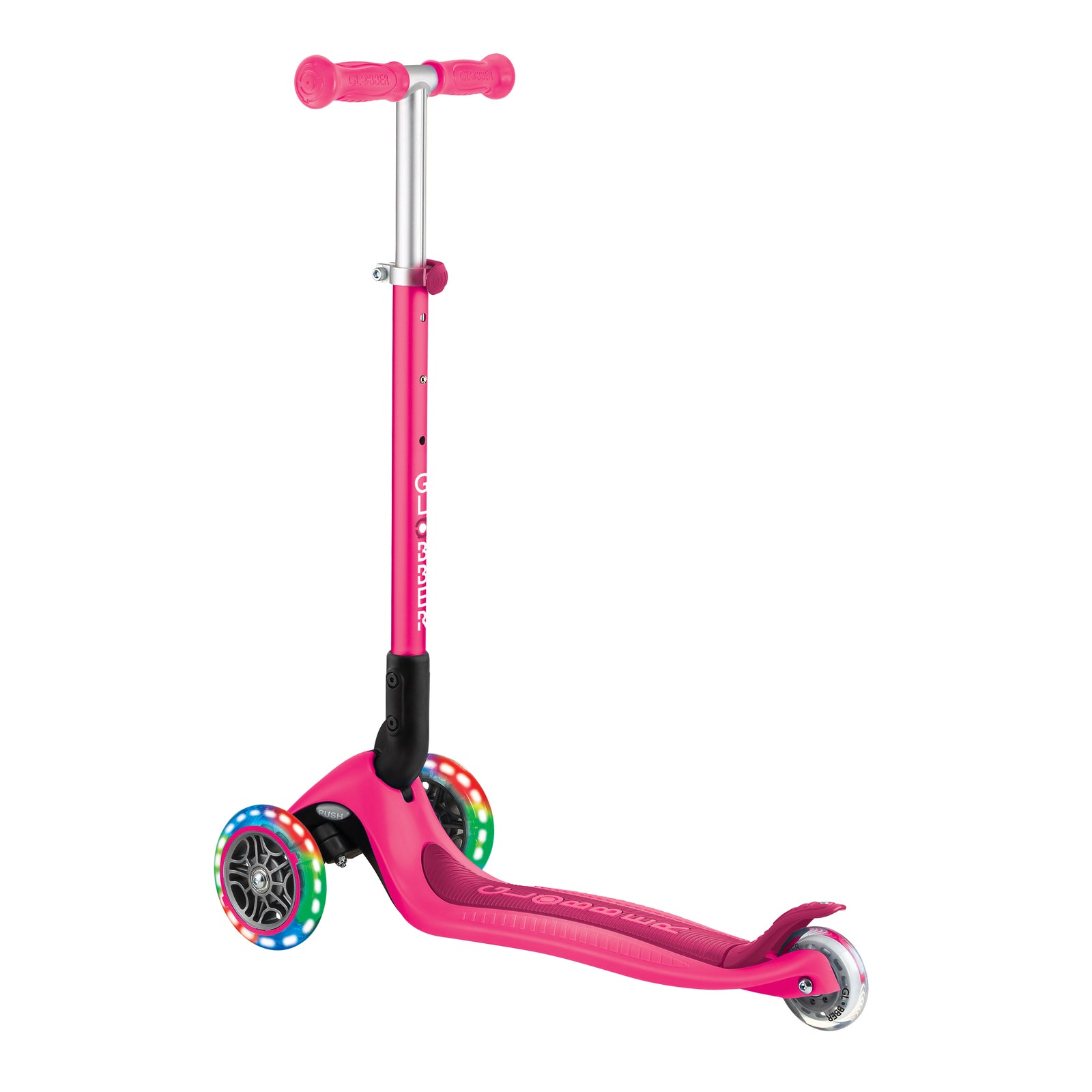 Globber Primo Foldable Lights 3 Wheel Scooter LED Wheels v3 - Pink