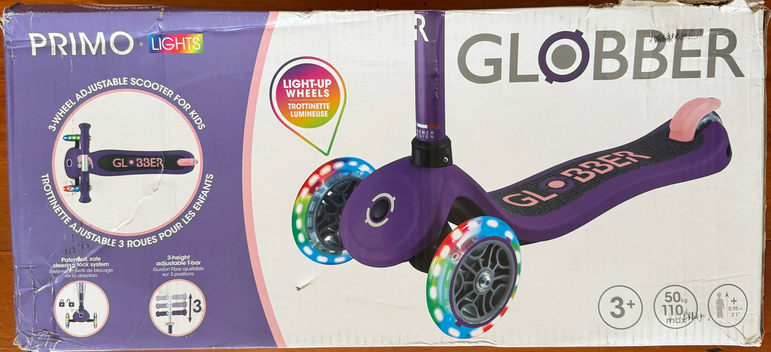 Globber Primo Lights Scooter V2 - Purple - DAMAGED BOX