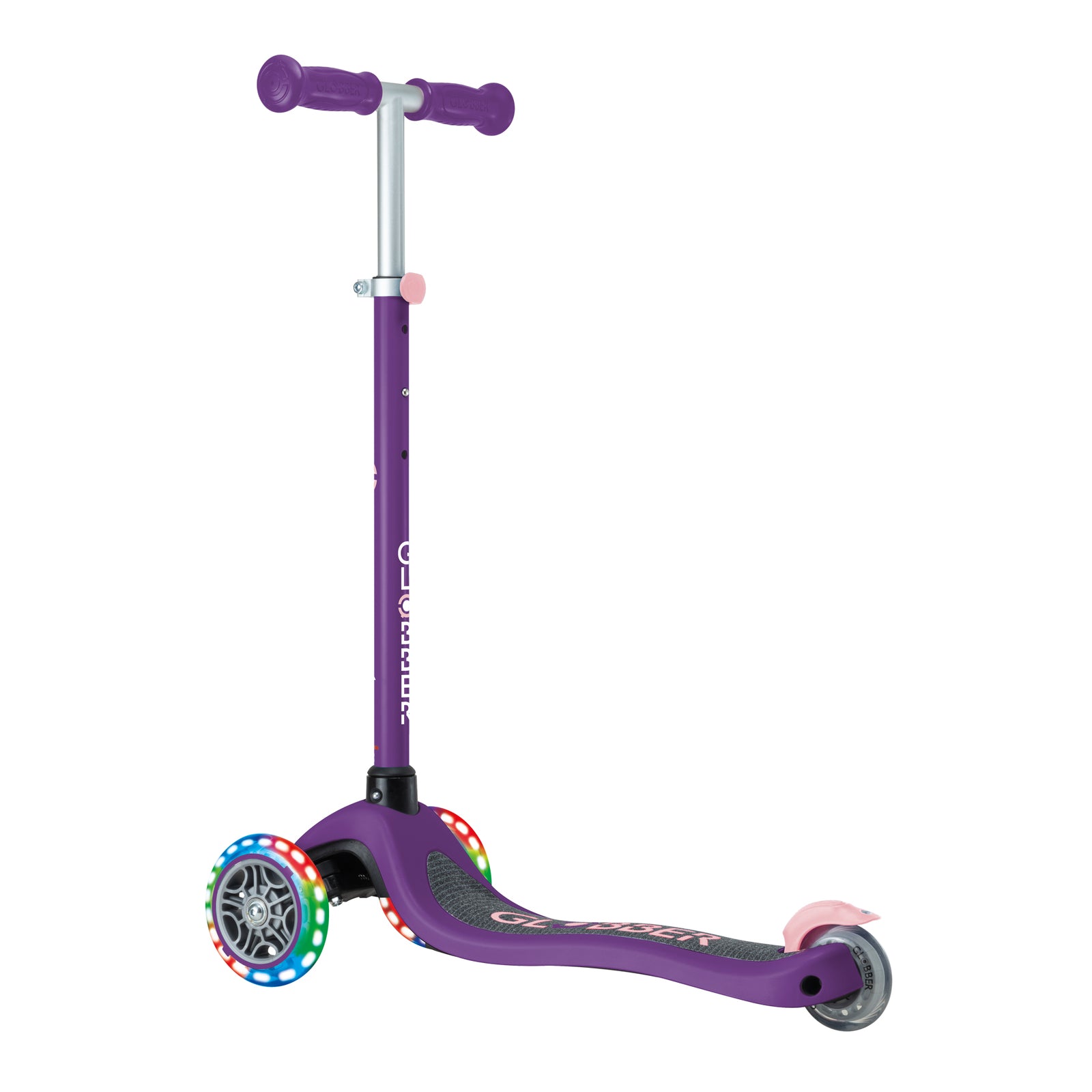 Globber Primo Lights V2 3 Wheel Scooter - LED Flashing Wheels - Purple