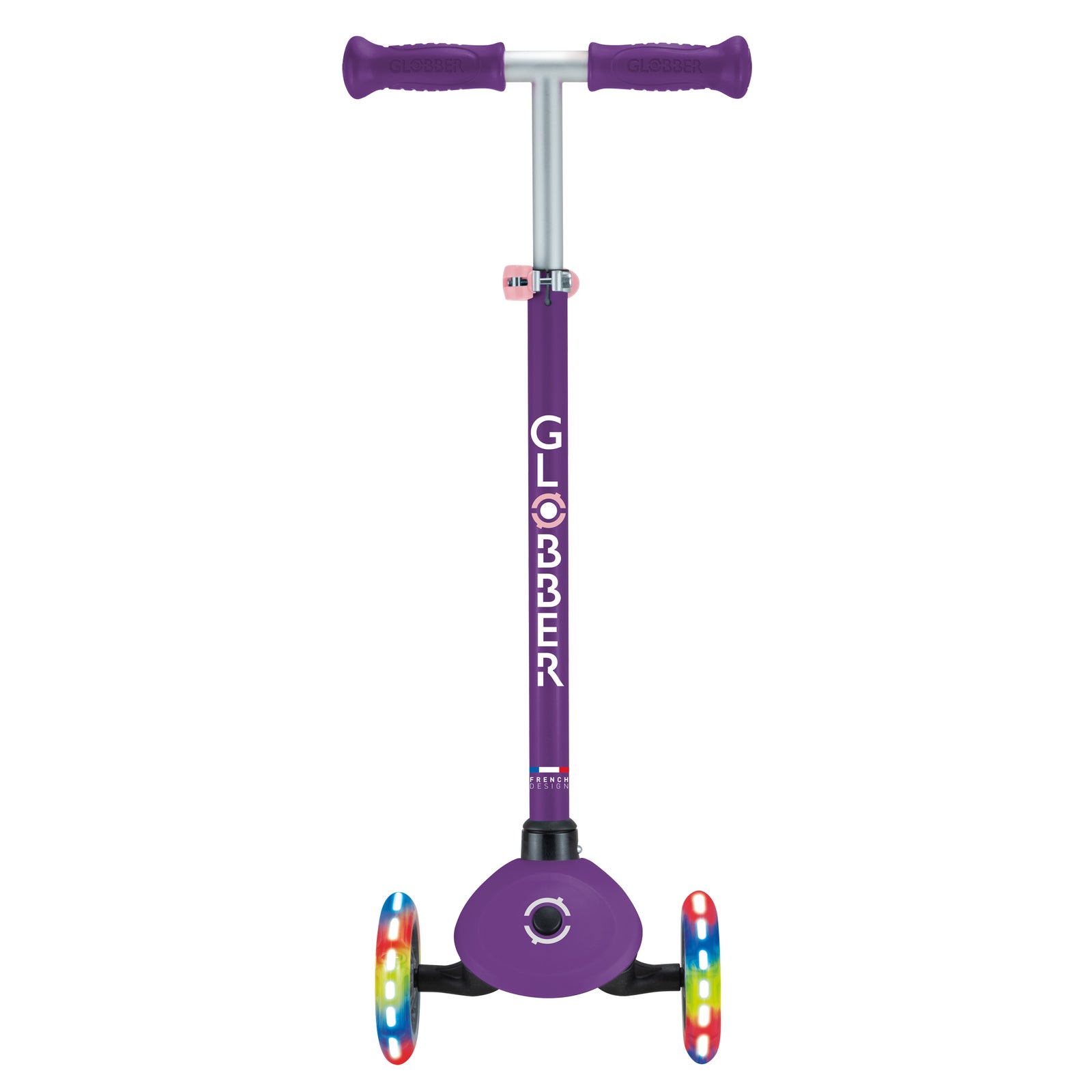 Globber Primo Lights V2 3 Wheel Scooter - LED Flashing Wheels - Purple