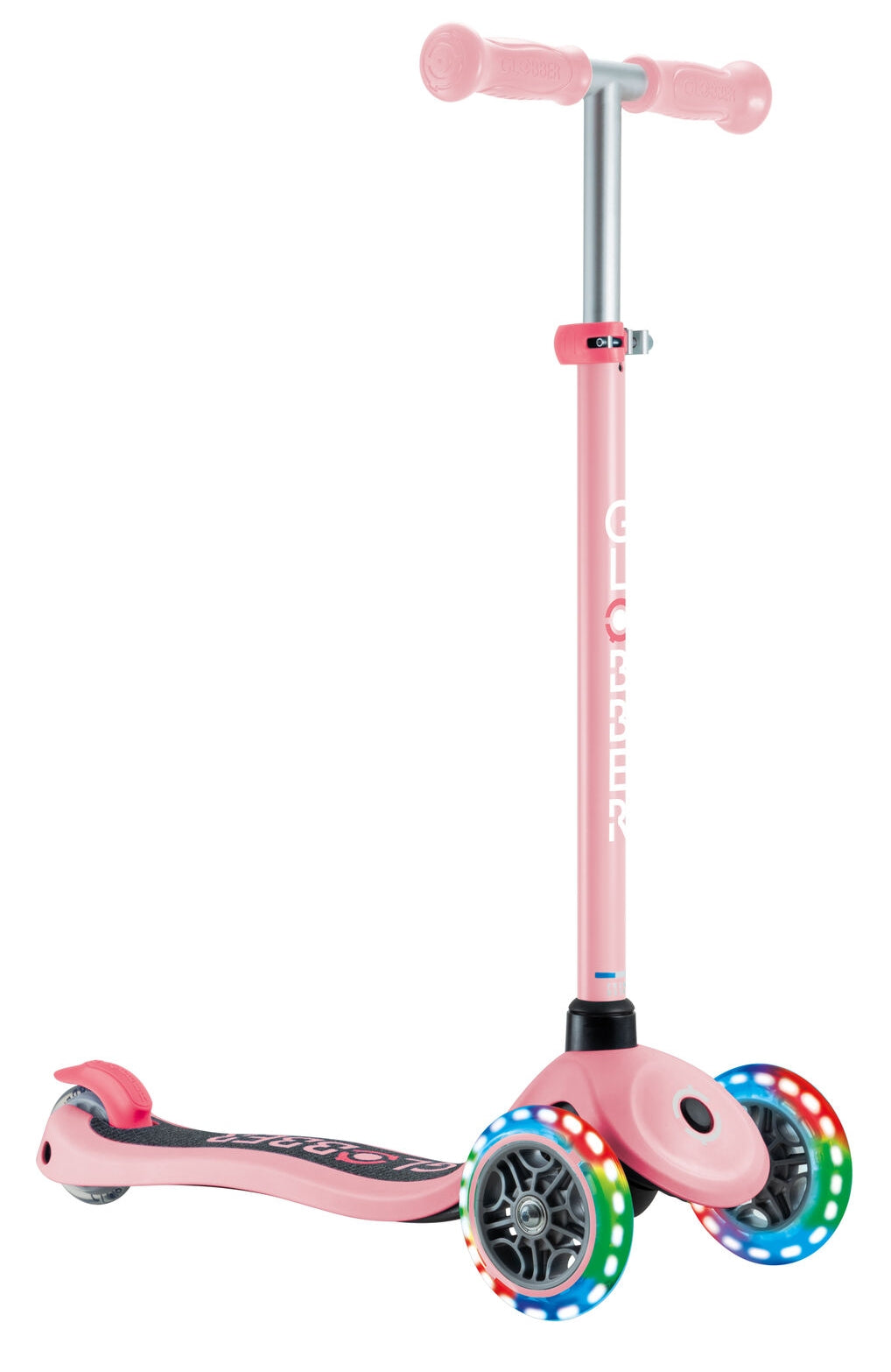 Globber Primo Lights V2 3 Wheel Scooter - LED Flashing Wheels - Pastel Pink