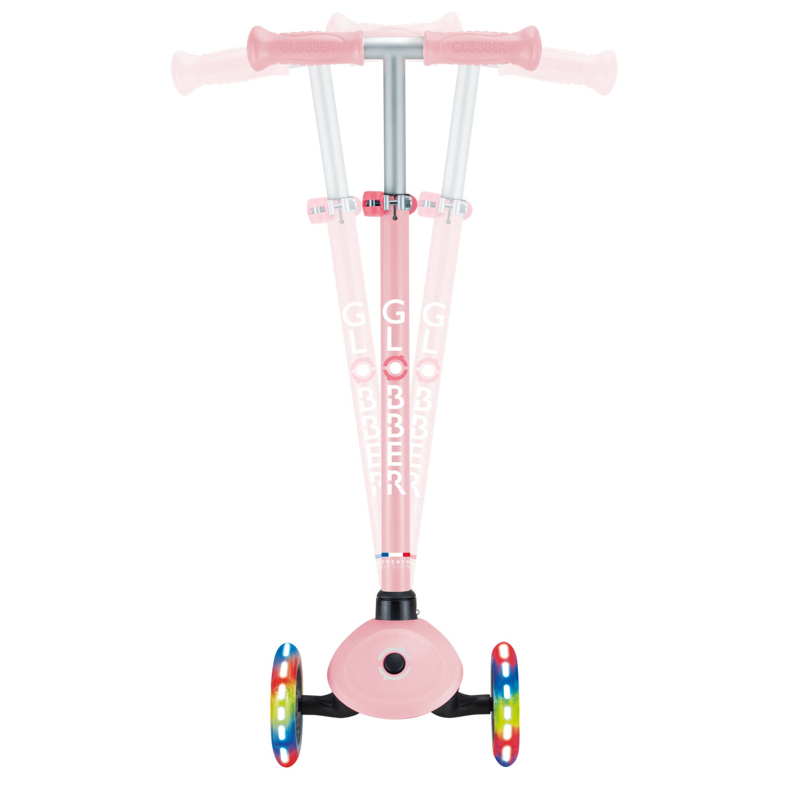 Globber Primo Lights V2 3 Wheel Scooter - LED Flashing Wheels - Pastel Pink