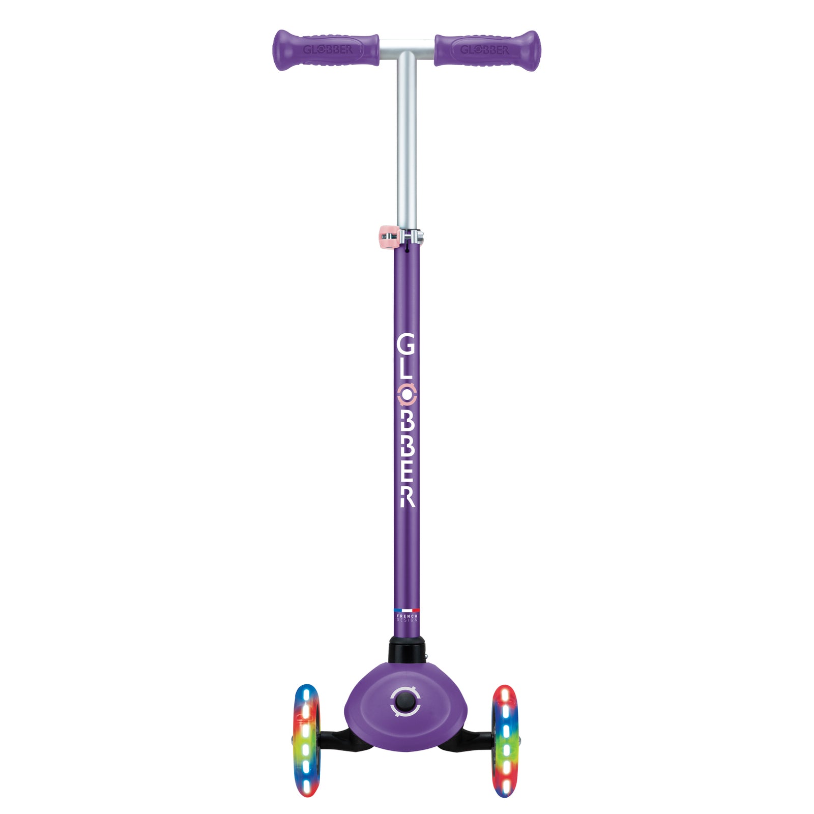 Globber Primo Plus Lights 3 Wheel Scooter - LED Flashing Wheels - Purple