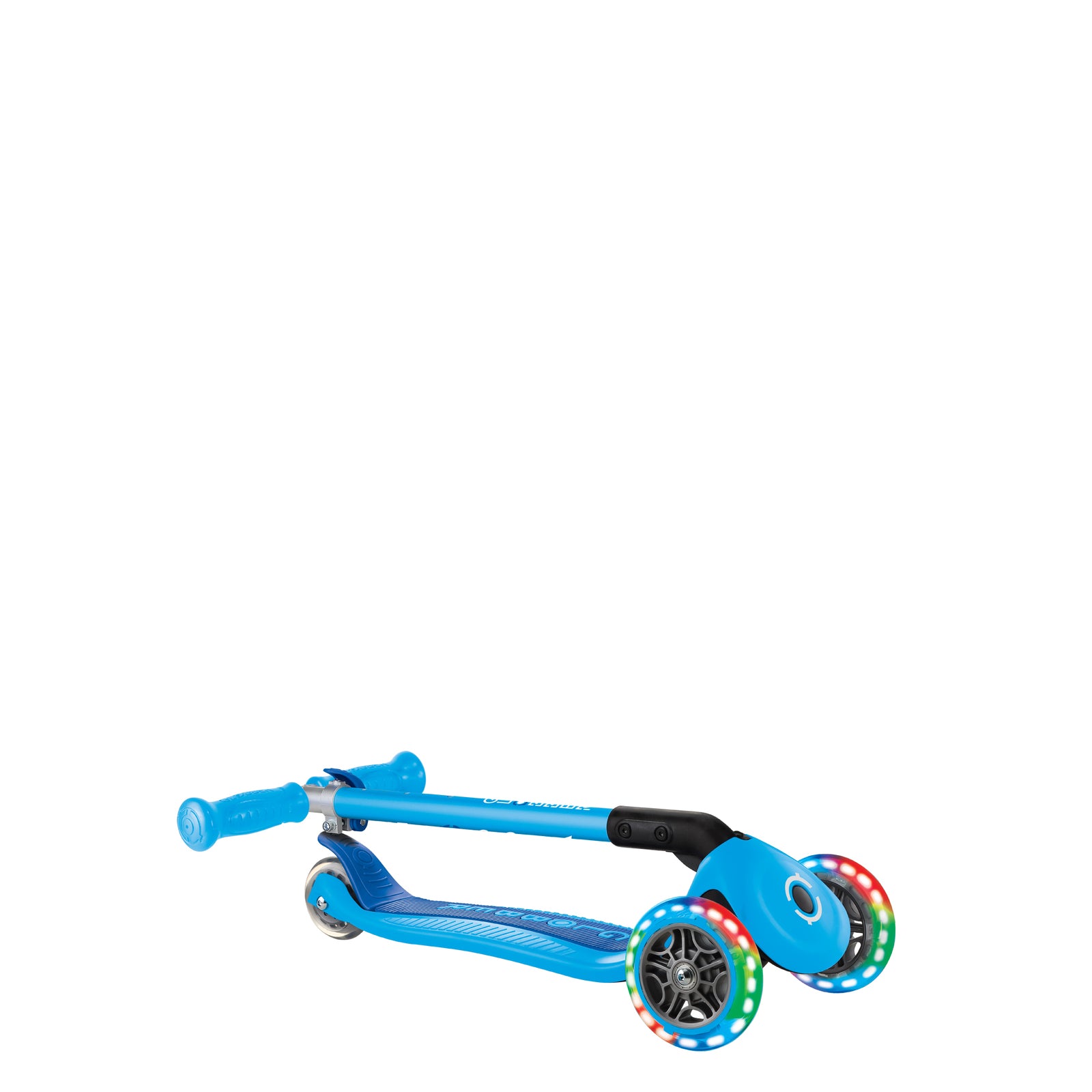 Globber Primo Foldable Lights 3 Wheel Scooter LED Wheels - Sky Blue V3