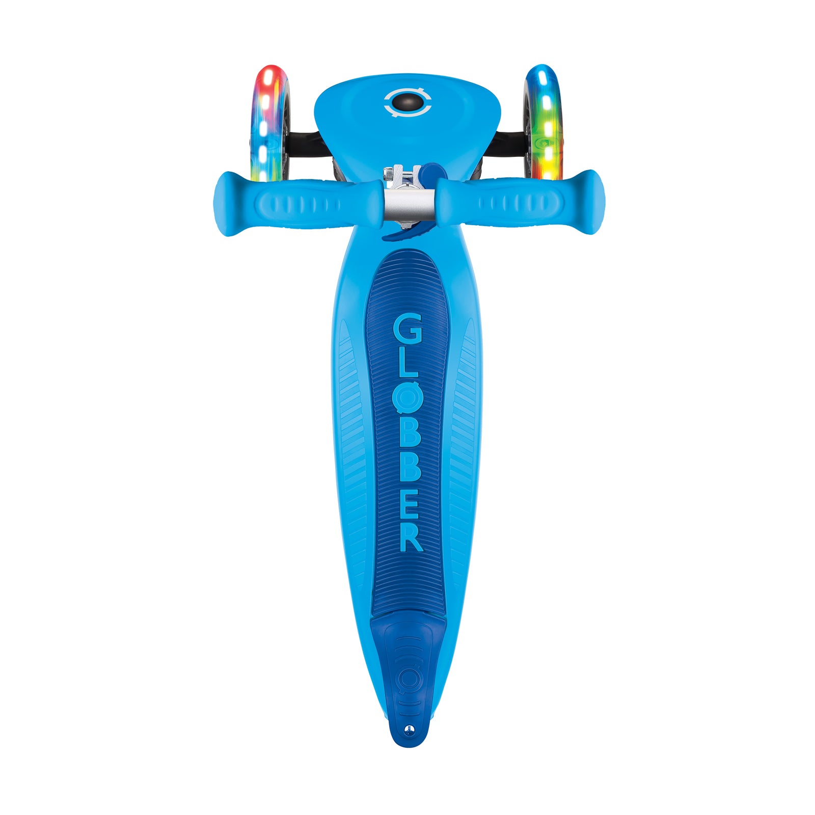 Globber Primo Foldable Lights 3 Wheel Scooter LED Wheels - Sky Blue V3