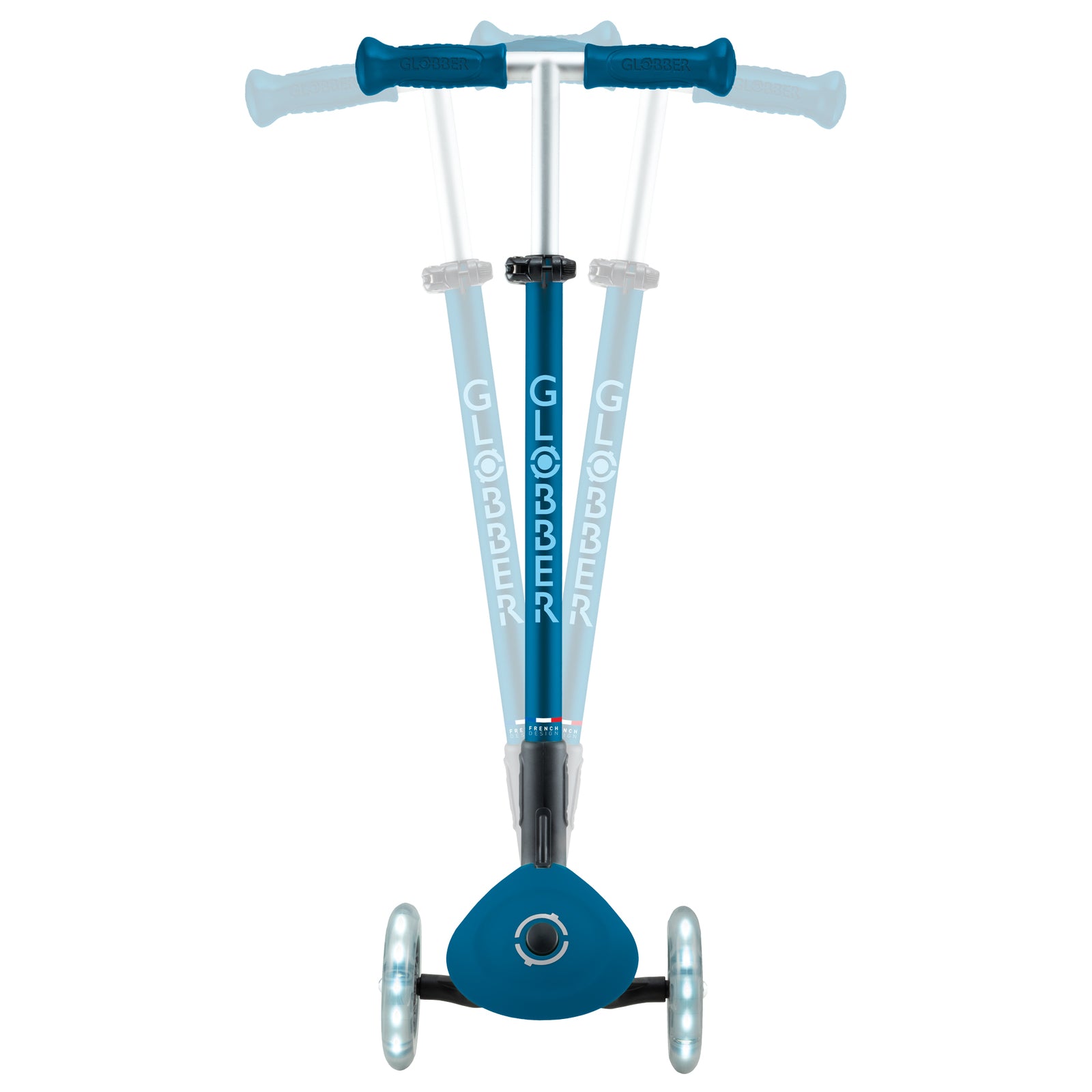 Globber Primo Foldable Plus Lights Scooter V2 - Petrol Blue