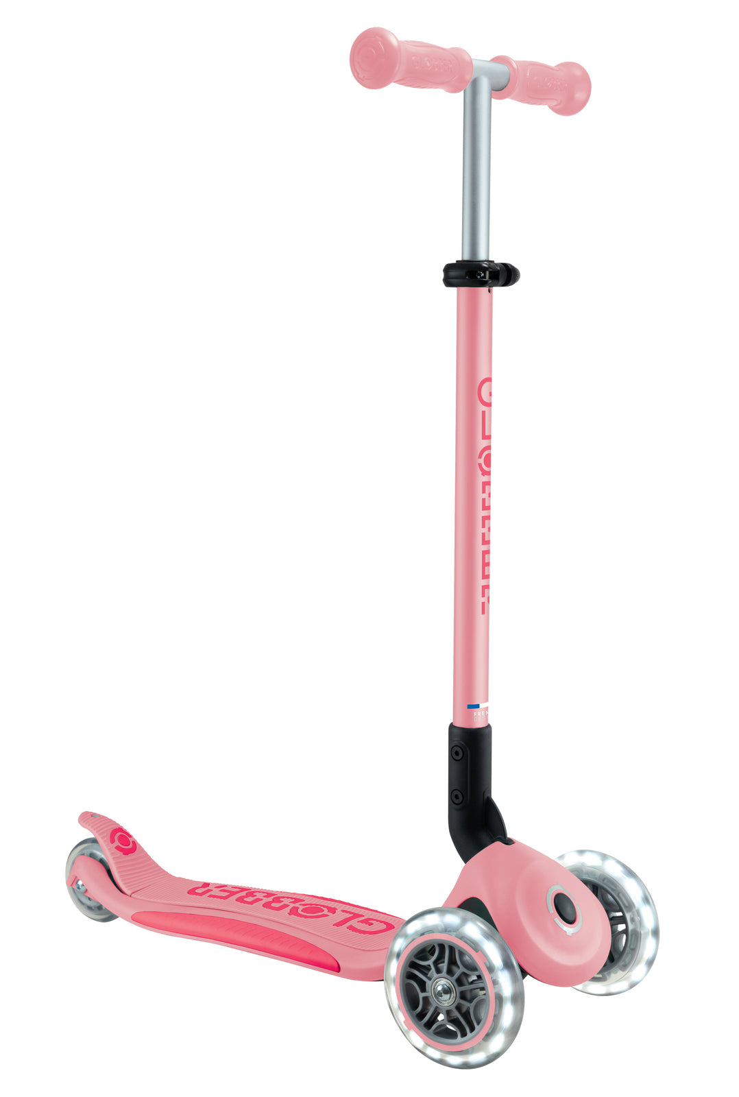 Globber Primo Foldable Plus Lights 3 Wheel Scooter LED Wheels V2 - Pastel Pink