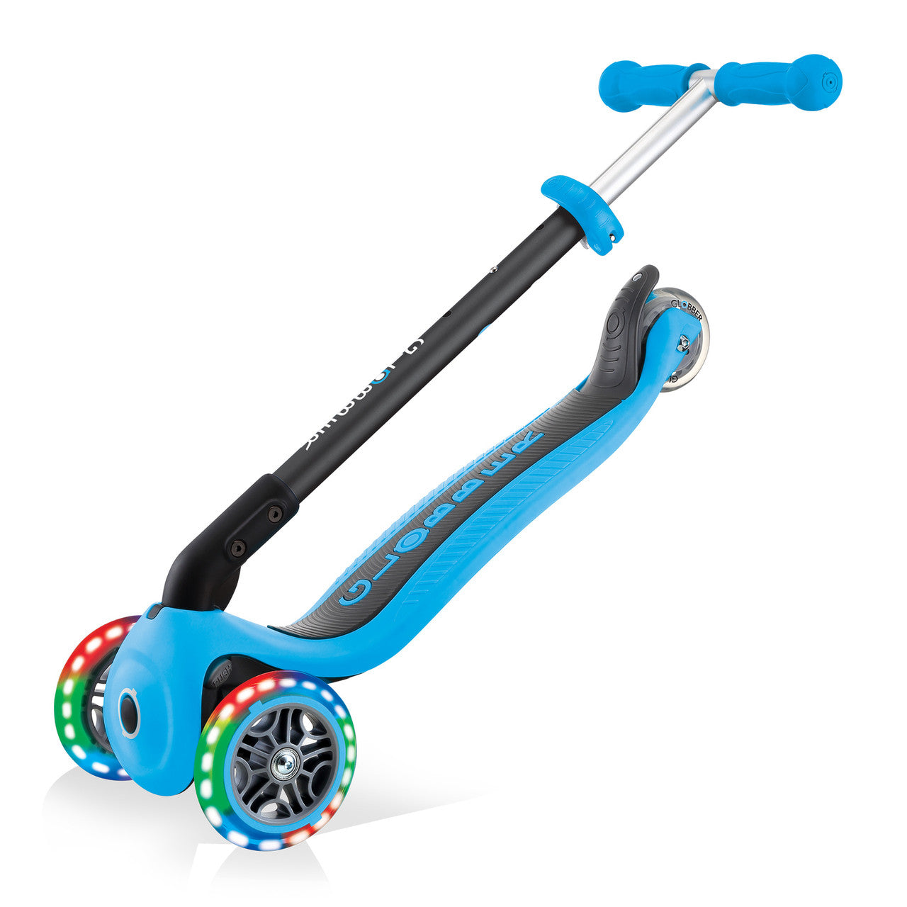 Globber Go Up Foldable Plus Lights Convertible Scooter - Sky Blue