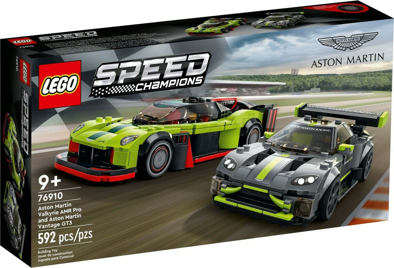 LEGO Speed Champions Aston Martin Valkyrie AMR Pro and Aston Martin  Vantage GT3 76910