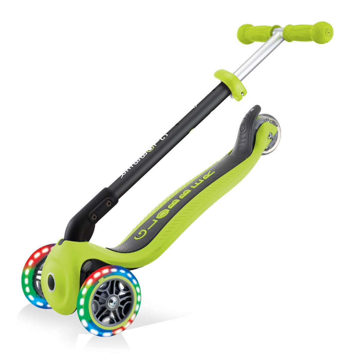 Globber Go Up Foldable Plus Lights Convertible Scooter - Lime Green