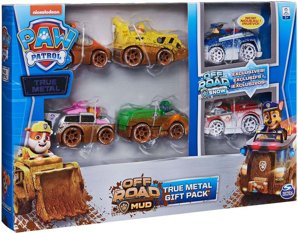 Paw Patrol Die Cast True Metal 6 Vehicle Off Road Mud-Snow Classic Gift Pack