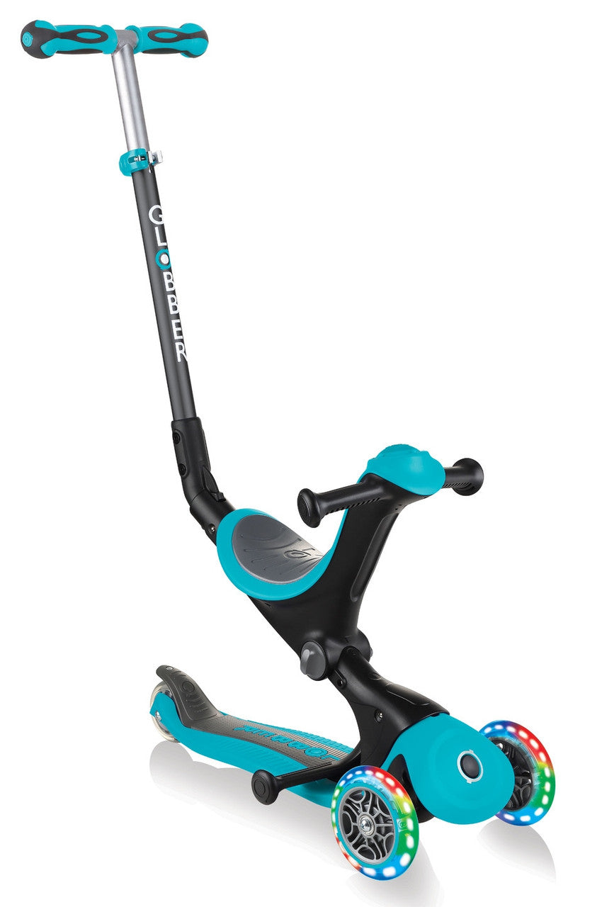 Globber Go Up Deluxe Lights Convertible Scooter - Teal
